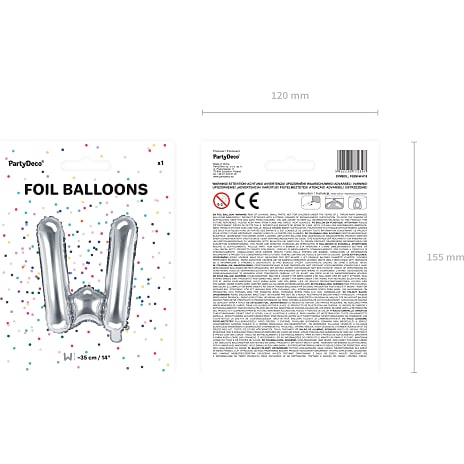 Folieballon 33 cm - W-bogstav - flere varianter - assorteret