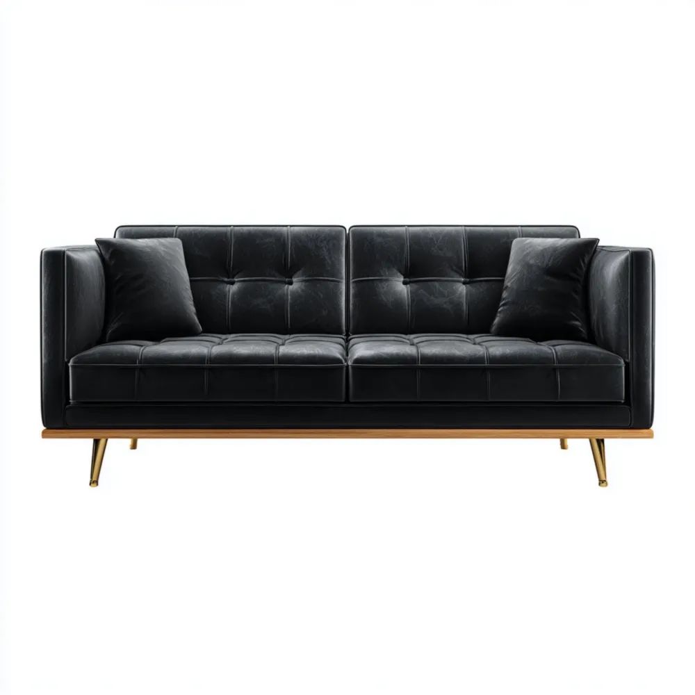 2-Sitzer-Sofa Kunstleder 180x85x75 cm - Schwarz - Modernes Design