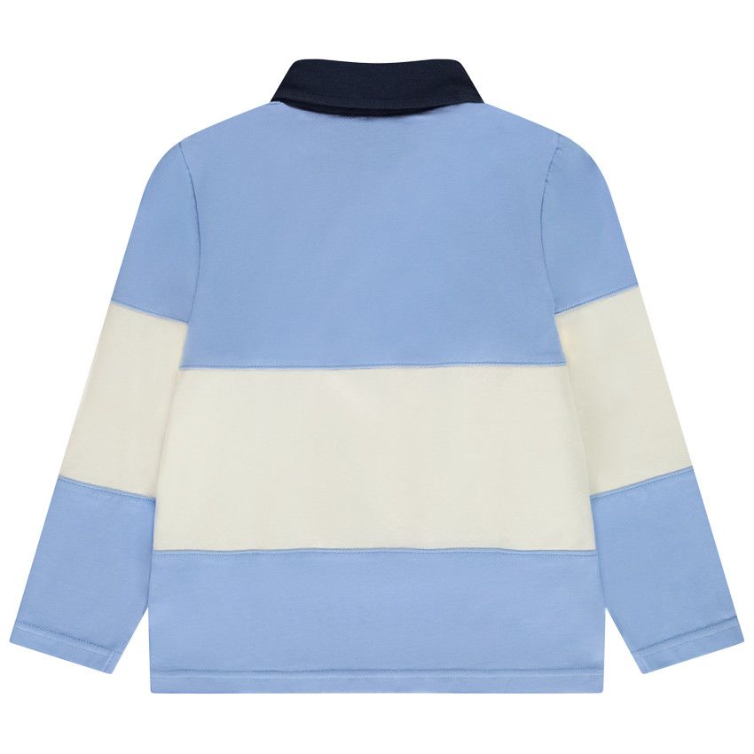 Polo manches longues effet color block pour garçon - Bleu