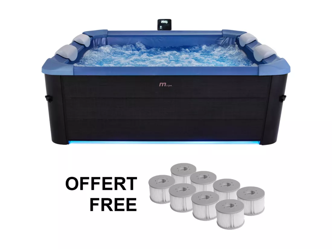 Spa rigide 6 places hydromassages. 4 coussins + 8 filtres + bâche incluse. OSLO SAPPHIRE. L 160 x P 160 x H 65 cm