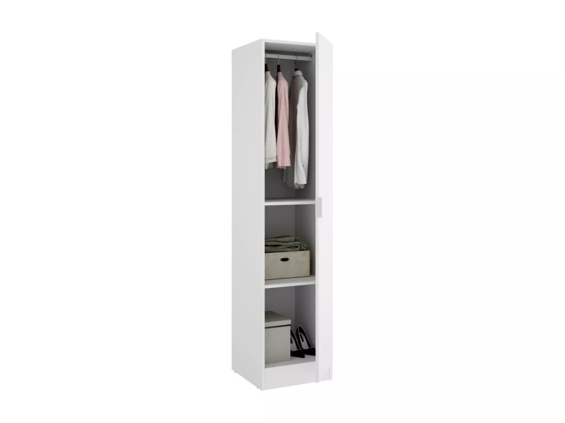 Armoire Dbusat, Cintre pour chambre à coucher, Armoire avec 1 porte simple, 41x52h184 cm, Blanc