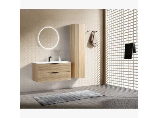 Ensemble meuble de salle de bain 100 cm chêne clair Aqualinea