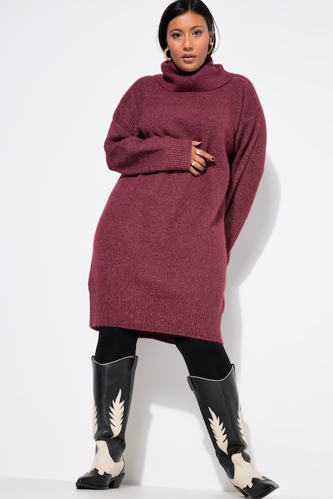 Strick-Minikleid, oversized, Rollkragen, Langarm