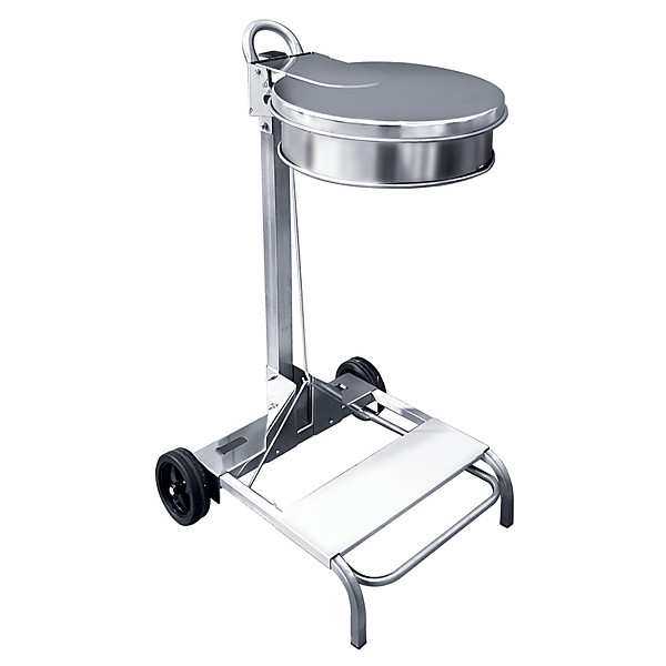 Support sac inox brillant mobile à pédale 110 litres