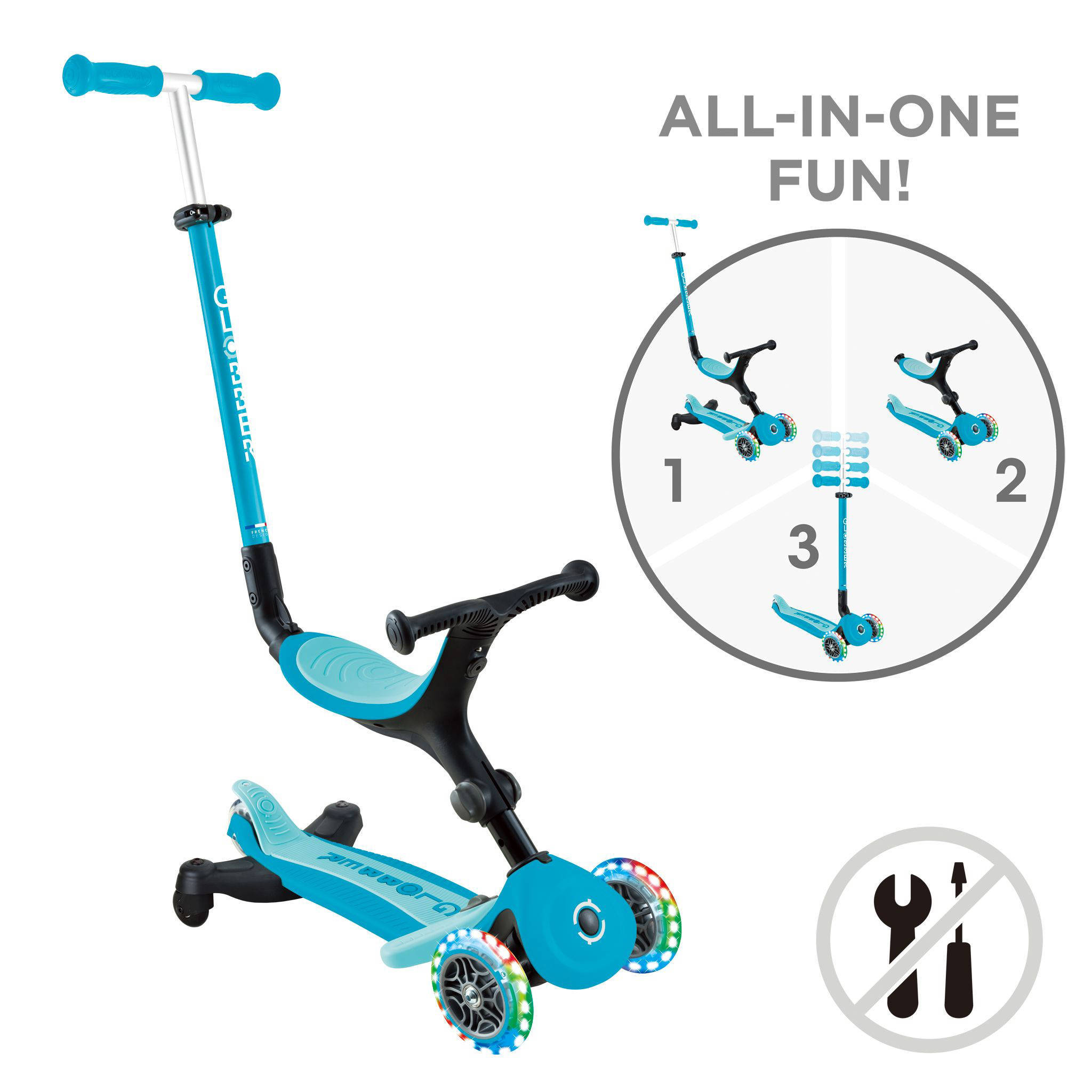 Globber Go Up Active Lights Aqua  360