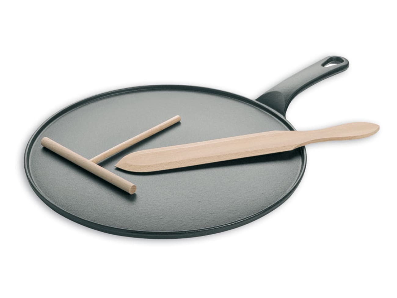 Crêpière en fonte noire -   spatule   rateau - Ø 30 cm - Le Chasseur