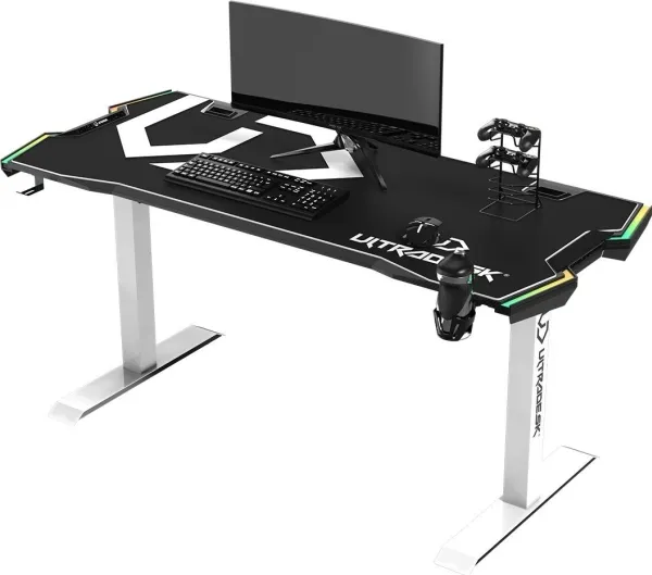 Ultradesk Force, Lige, Friform facon, Spil, Sort, Hvid, Rød/grøn/blå, 1660 mm
