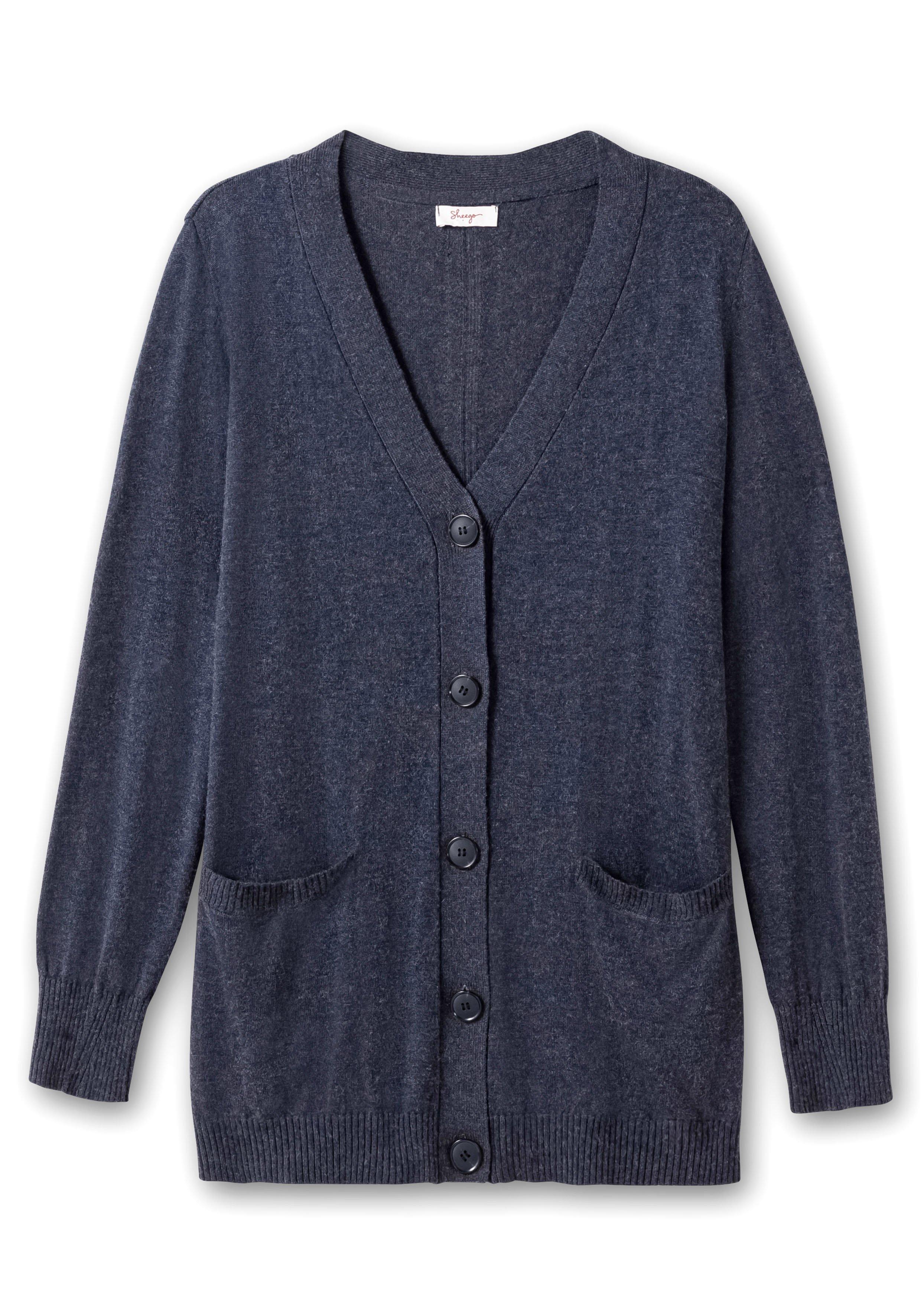 Strickjacke mit Kaschmir, Ajourstrick hinten
