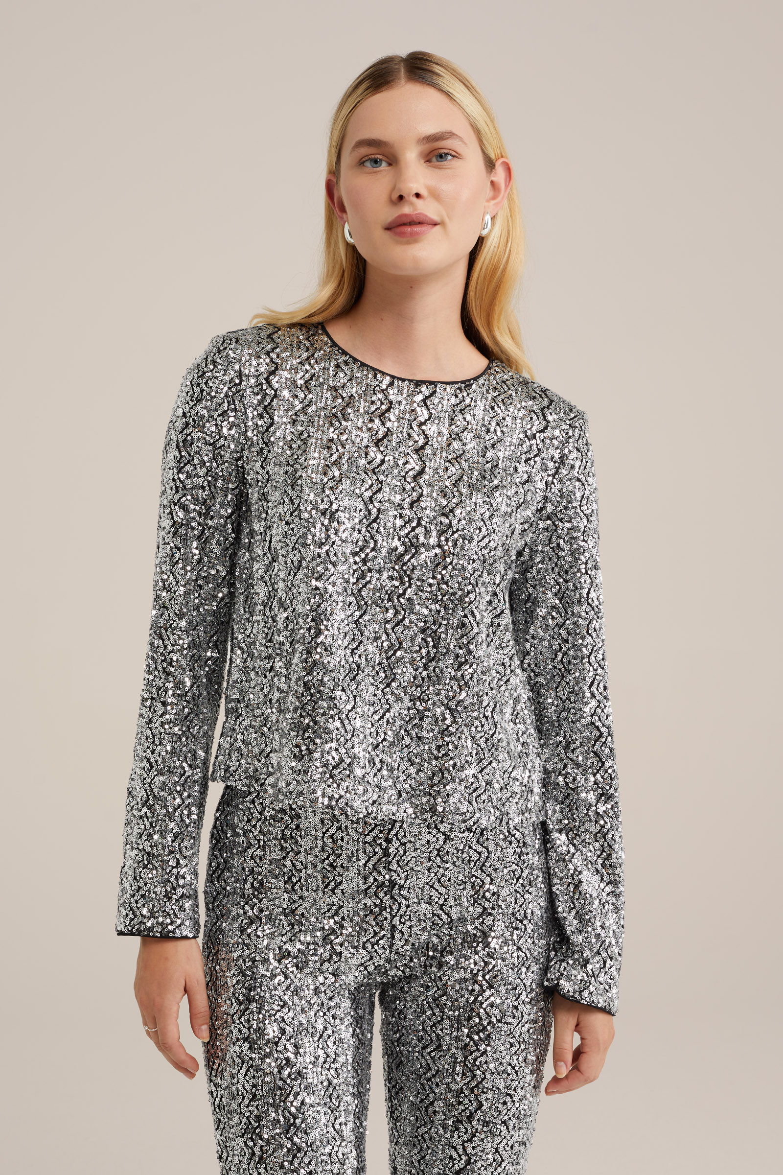 pailletten top WE Fashion Zilver