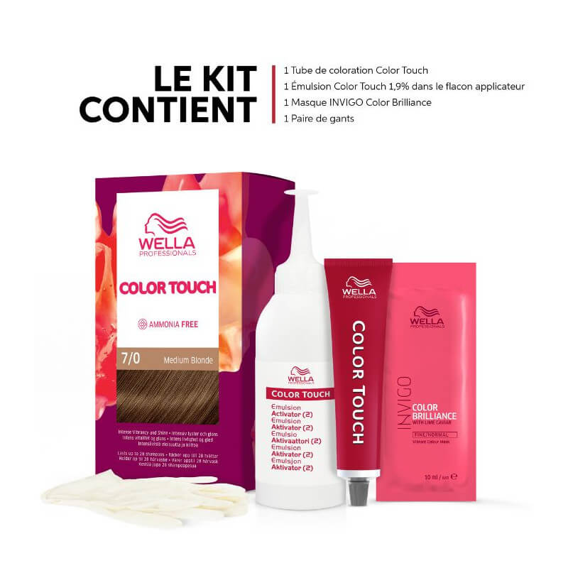 Kit de coloration Blond Moyen Naturel Color Touch Fresh-Up 7/0 Medium Blonde Wella