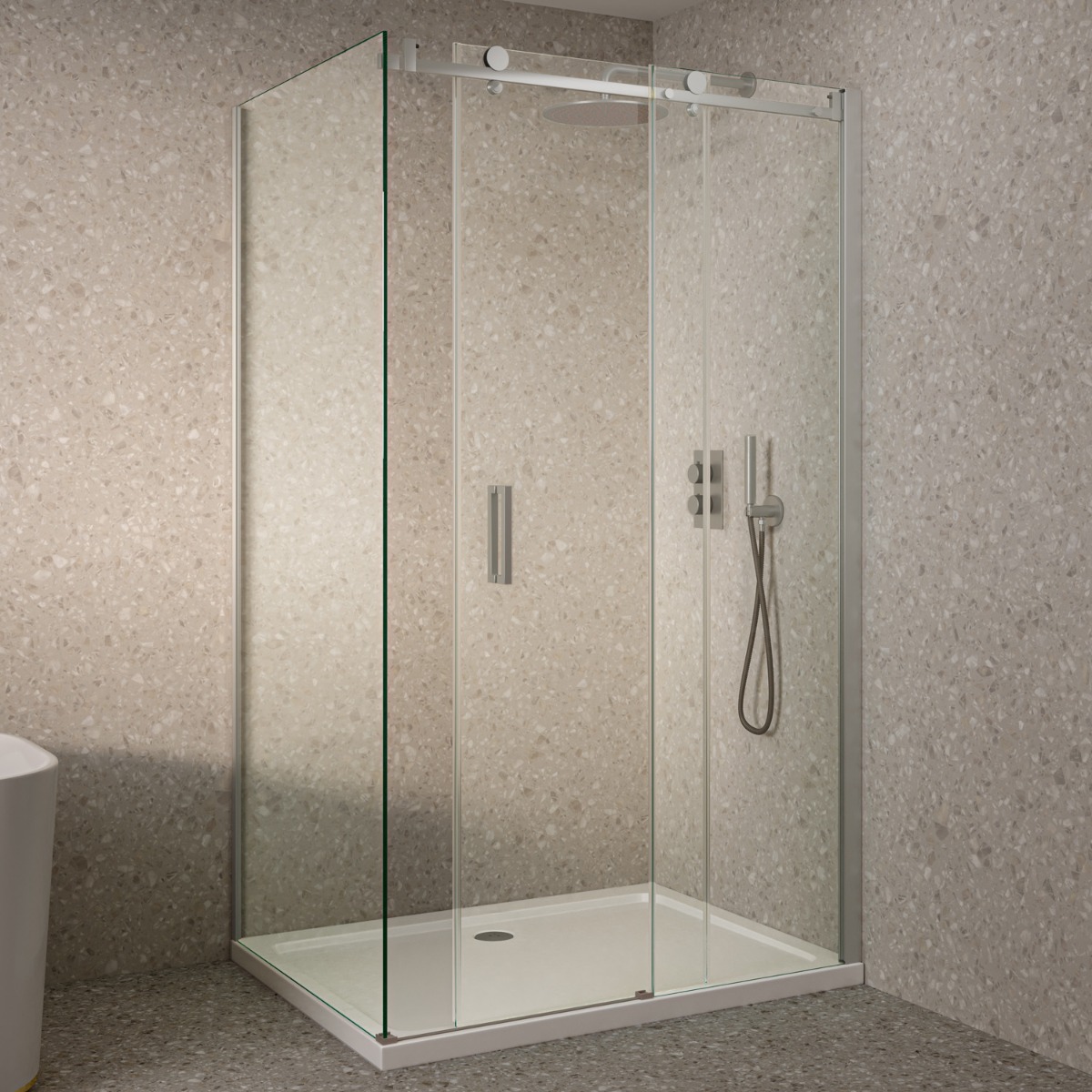 Saniclear Supreme douchecabine 100x100cm dubbelzijdig anti-kalk RVS