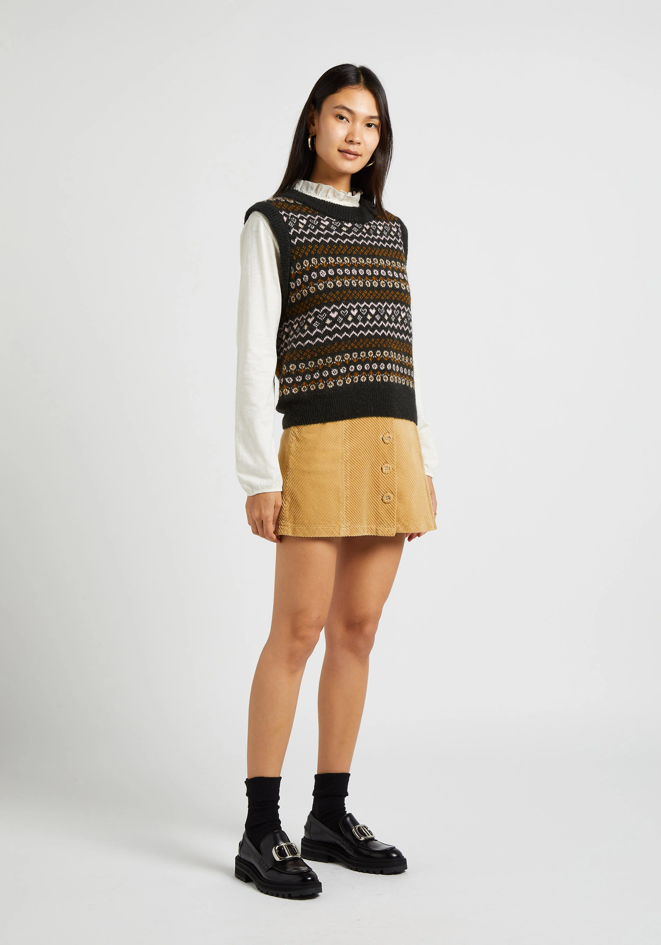 Top col v en coton biologique | Blanc
