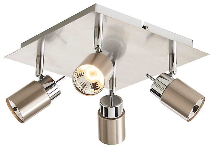 Plafonnier 4 spots Hades métal chrome LED 4x3,5 W