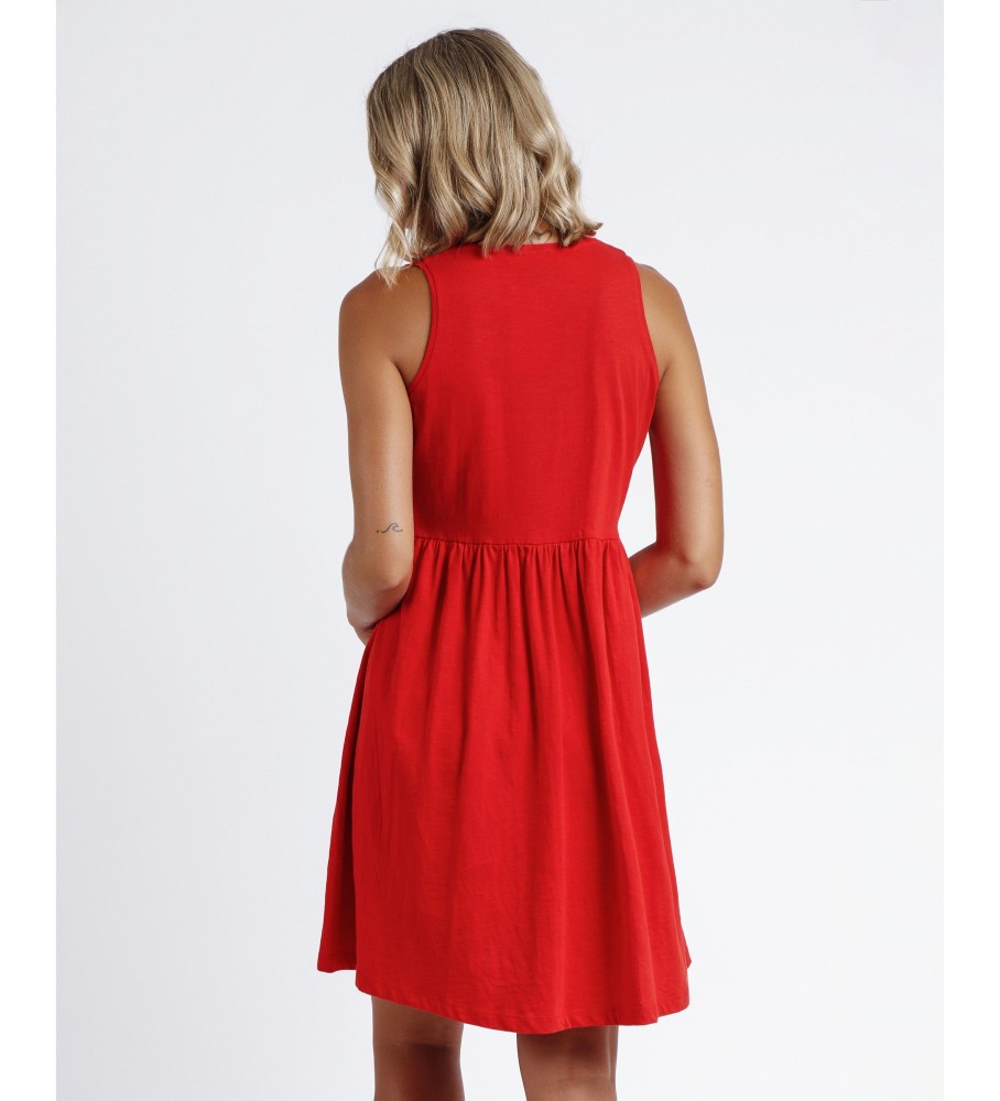 Vestido vermelho com estampa paisley branca da Admas