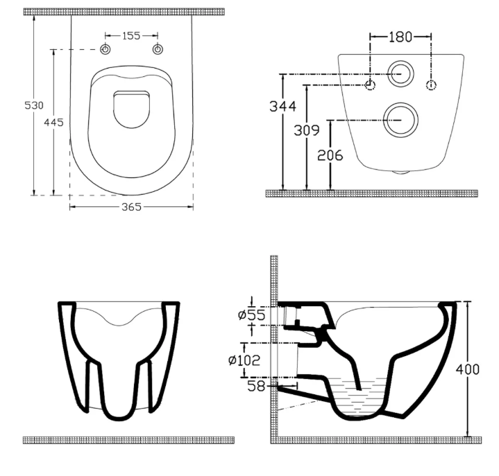 Isvea Infinity randloos toilet 53x36.5cm blauw