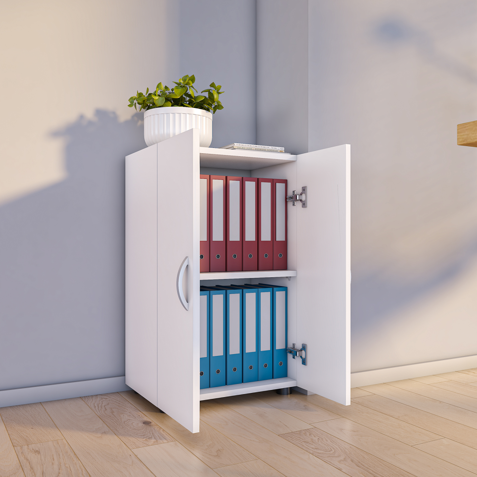 Büroschrank ULAS - weiß - 2 Fächer - 49 cm