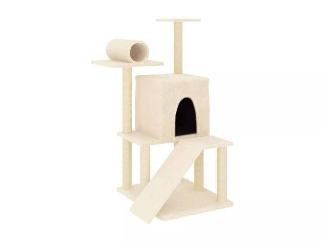 Arbre à chat avec griffoirs en sisal crème 110,5 cm