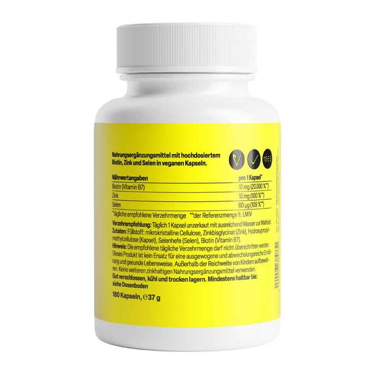 Biotin Komplex 10 mg + Zink + Selen hochdosiert Kapseln , 180 St