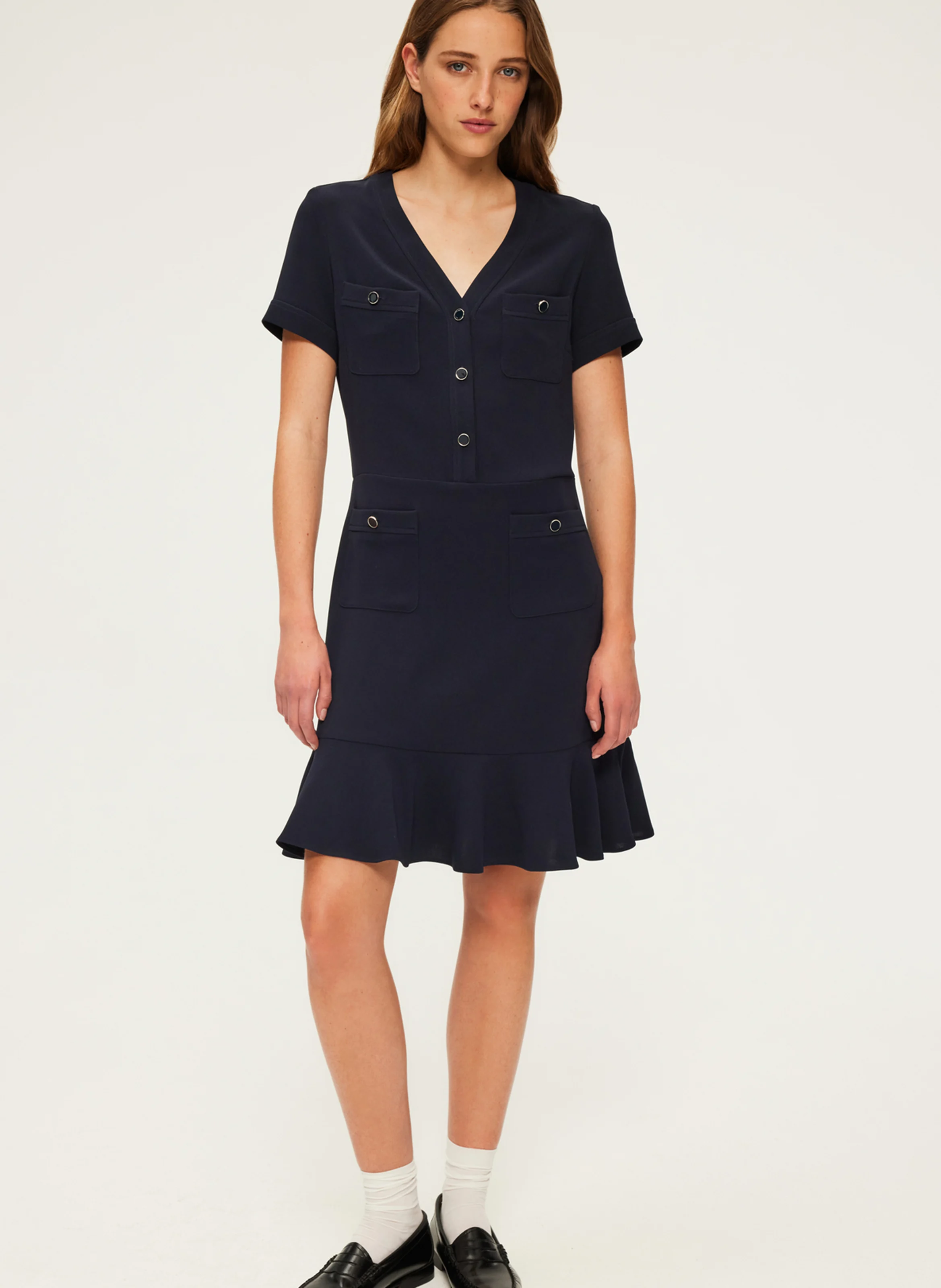 SYRINN - Robe courte boutonnée | Bleu
