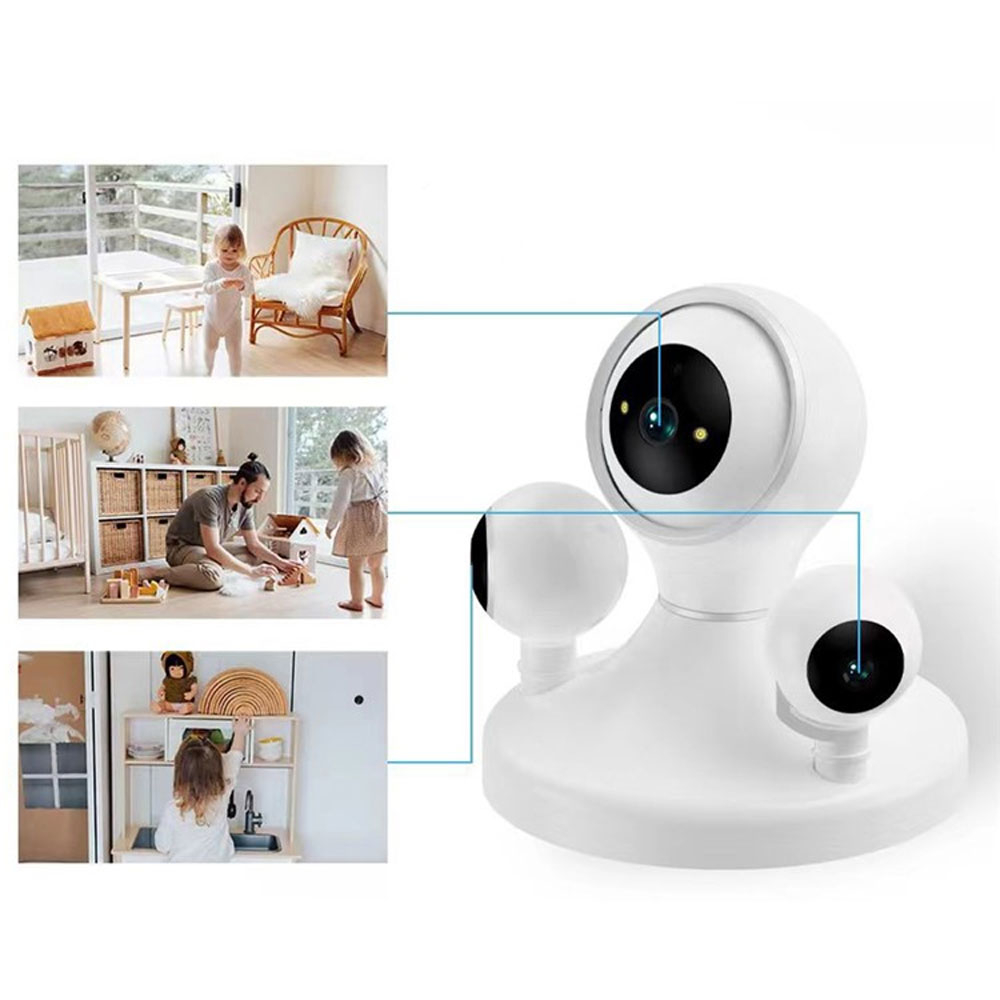 355° Indoor WiFi Internet IP Kamera mit Triple-Linse FullHD 1080p Nachtsichtfunktion / Zwei-Wege-Audio / Micro SD Slot / Bewegungs Tracking - Weiss