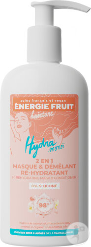 Energie Fruit 2en1 Masque + Après-Shampoing Monoï & Macadamia Bio Cheveux Secs/Abimés 300ml