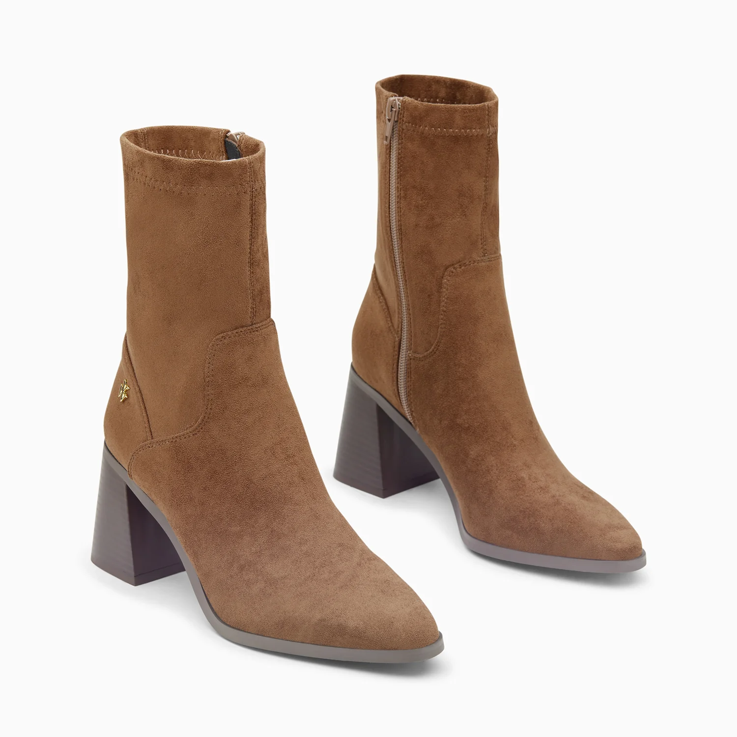 Bottines-Bottines chaussettes Alizée marron à talon trapèze
