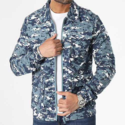 Veste Zippée Bleu Clair Bleu Marine Camouflage