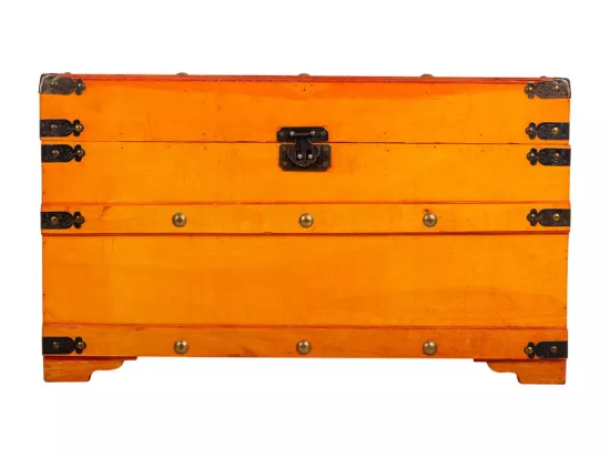 Coffre en bois jaune 66x37x39h