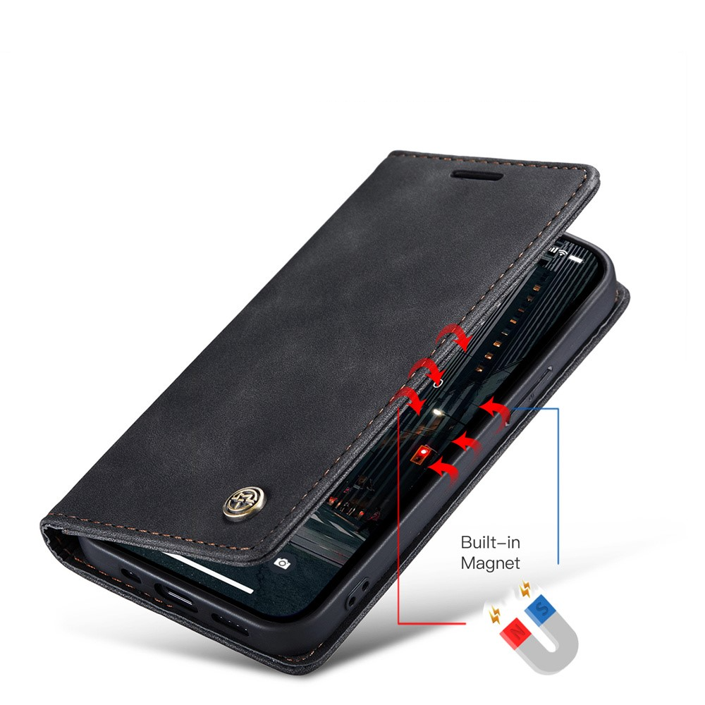 iPhone 15 Pro Max Leder Tasche Flip Wallet Etui mit Kartenfächern - Schwarz