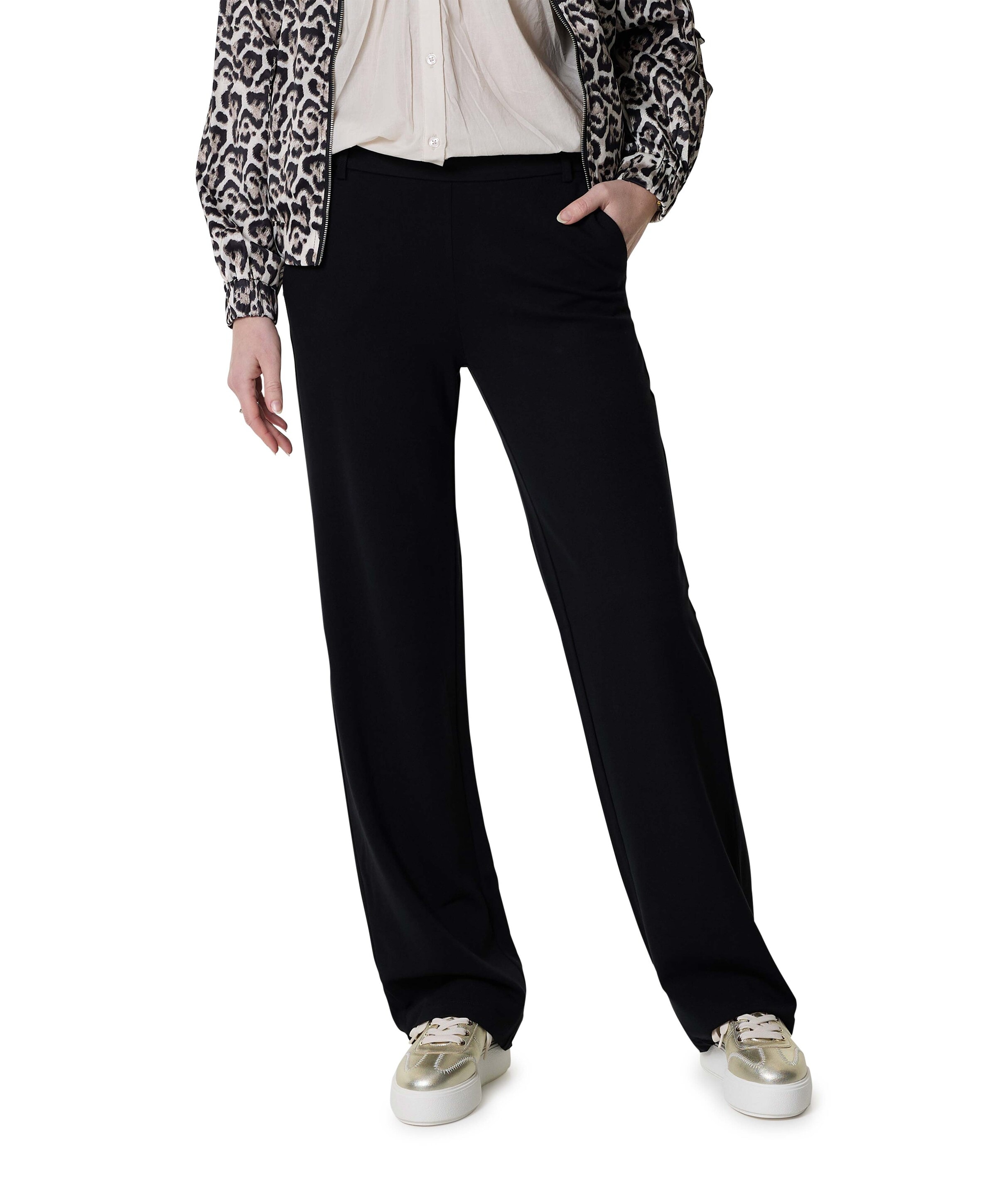 Only ONLPOPTRASH LIFE MW STRAIGHT PANT P dames broek zwart