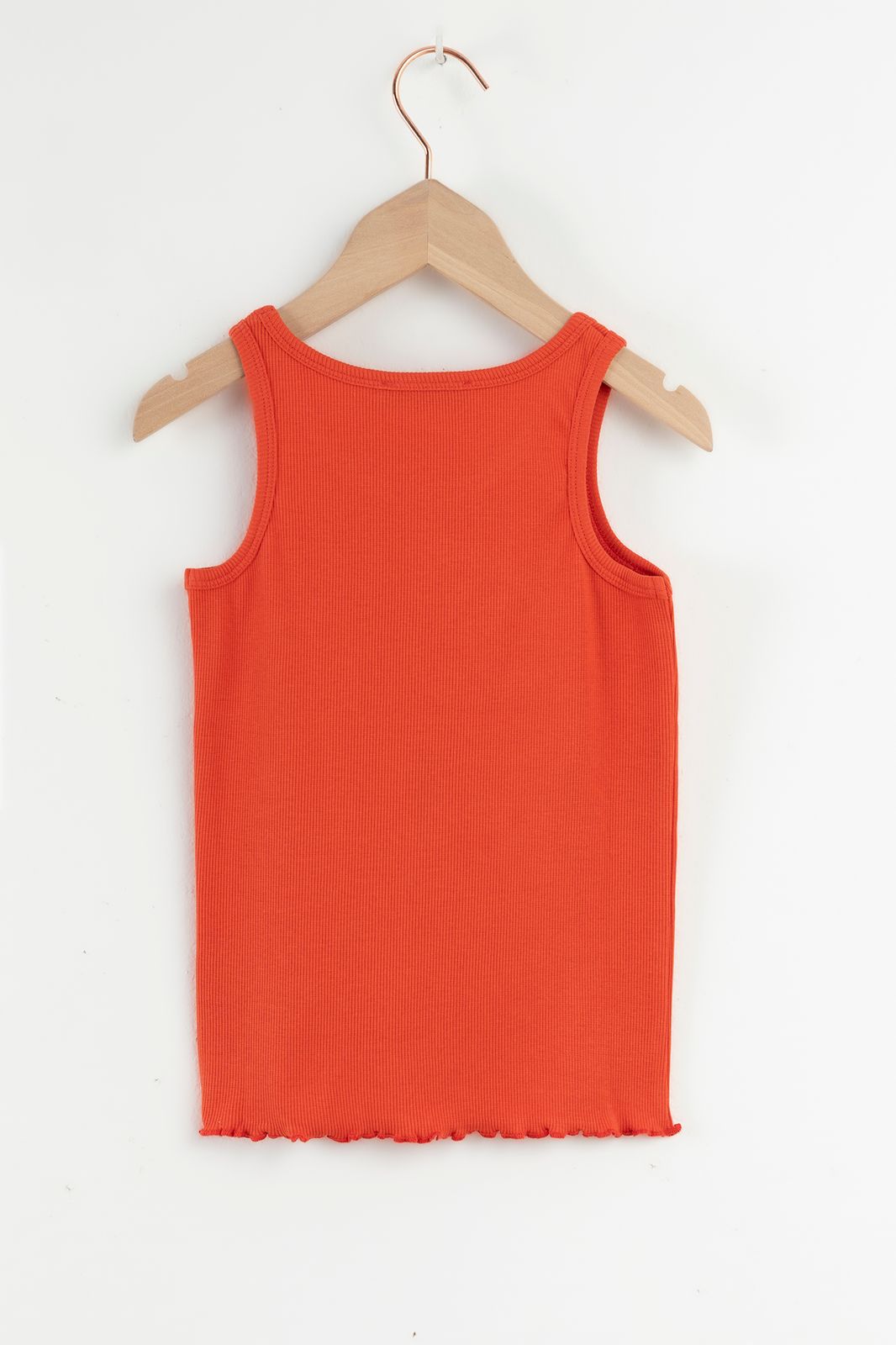 Warm oranje rib singlet met embroidery