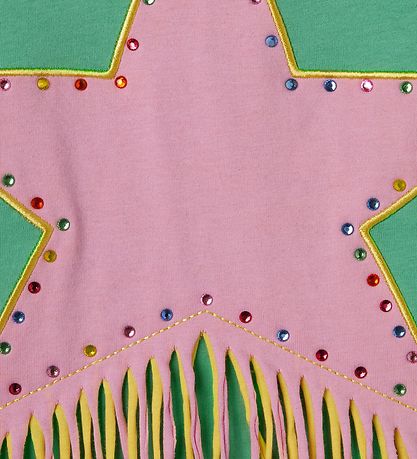 Stella McCartney Kids T-shirt -  Grøn/Rosa m. Similisten/Frynser