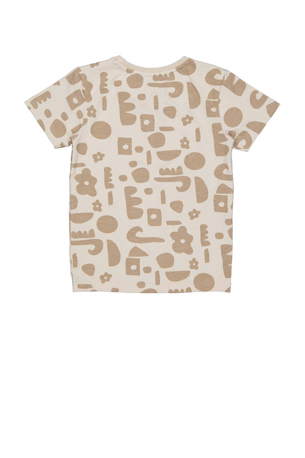 LEVV T-shirt KEJE met all over print beige/bruin