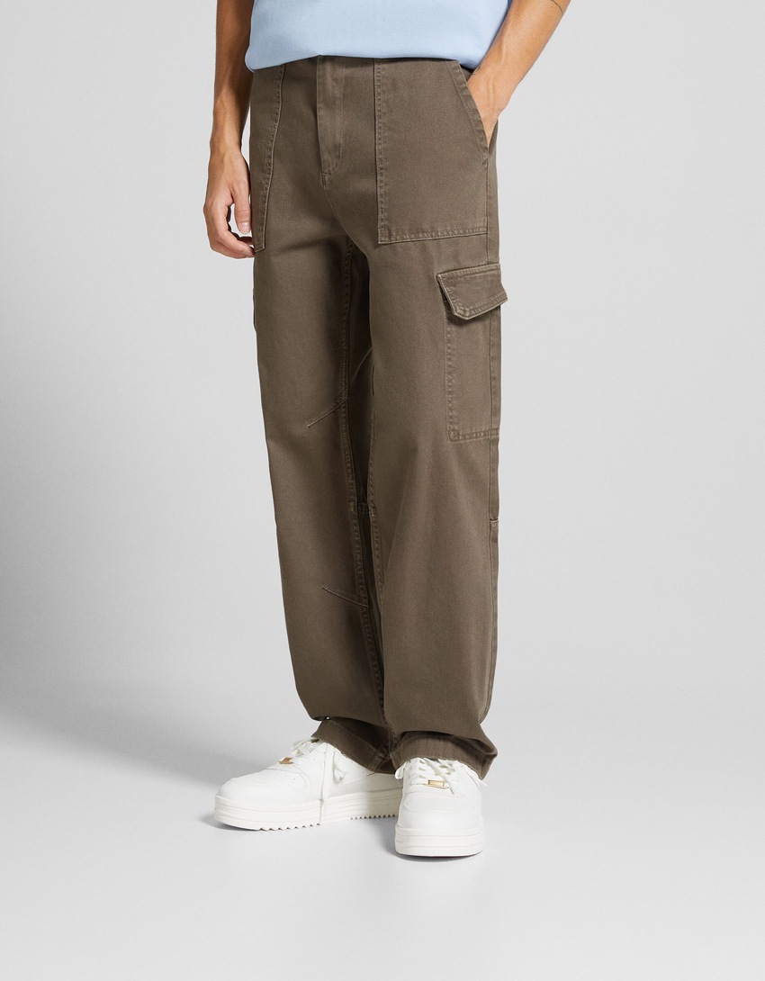 Calças cargo de algodão