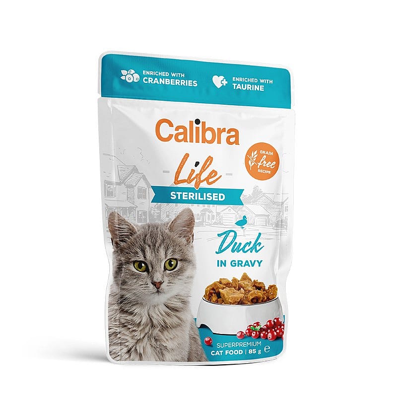 Calibra Kat Life Sterilised Zakjes 28 x 85 gram | Eend | 15745.1