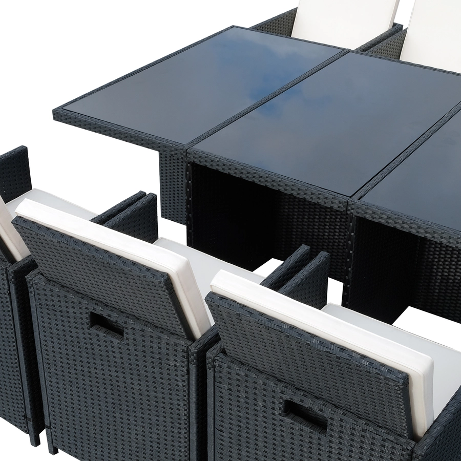 Outsunny Polyrattan Sitzgruppe als 27-tlg. Set schwarz, cremeweiß
