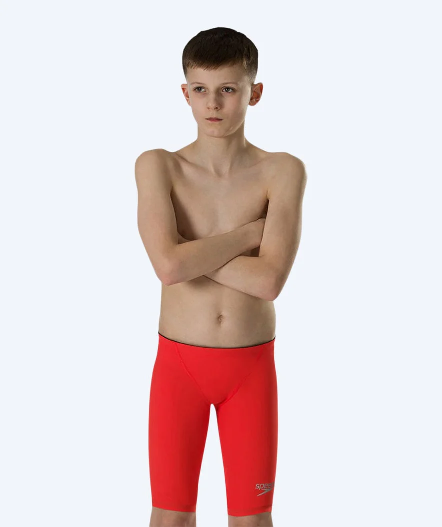 Speedo konkurrence badebukser til drenge - LZR Element - Rød/sølv (Limited 2025)
