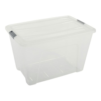 Iris opbergbox Click Topbox 60 liter transparant met grijze clips inclusief deksel