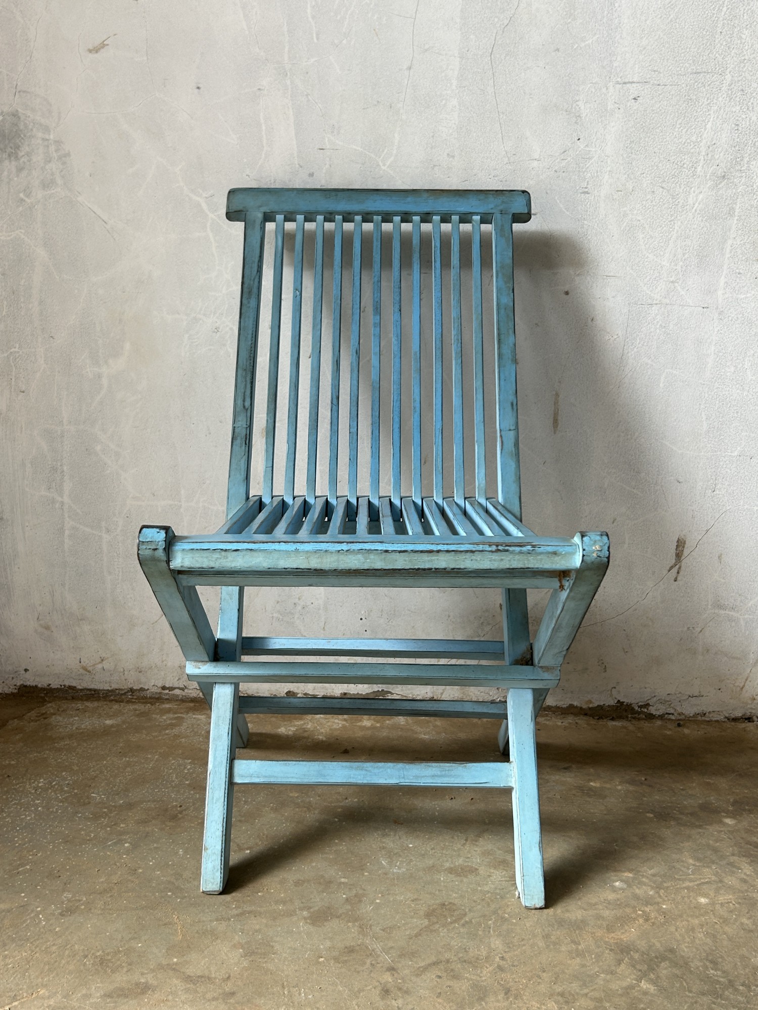 Teak-Klappstuhl 'Kerdt', antik blau, B 47 cm, L 68 cm, H 88 cm günstig bestellen