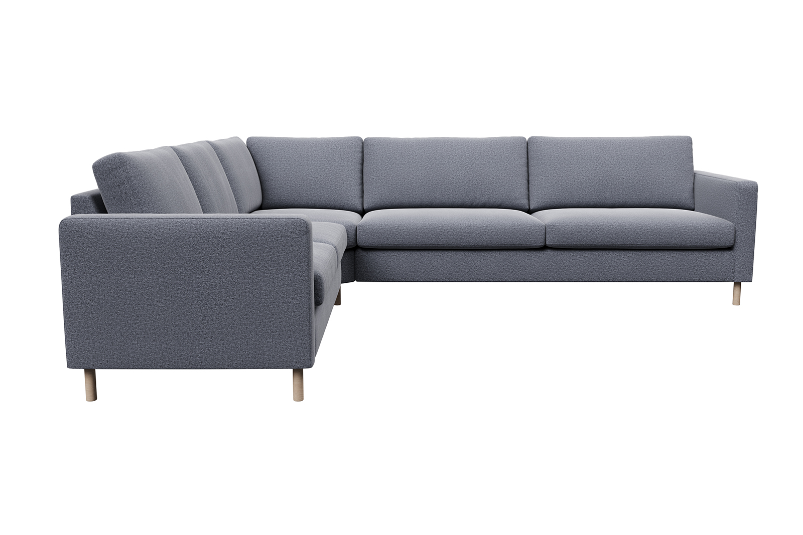 Viken hjørnesofa I tekstil Solid 7 antrazite . Arm B og hvitoljet eikeben. Skum komfort.