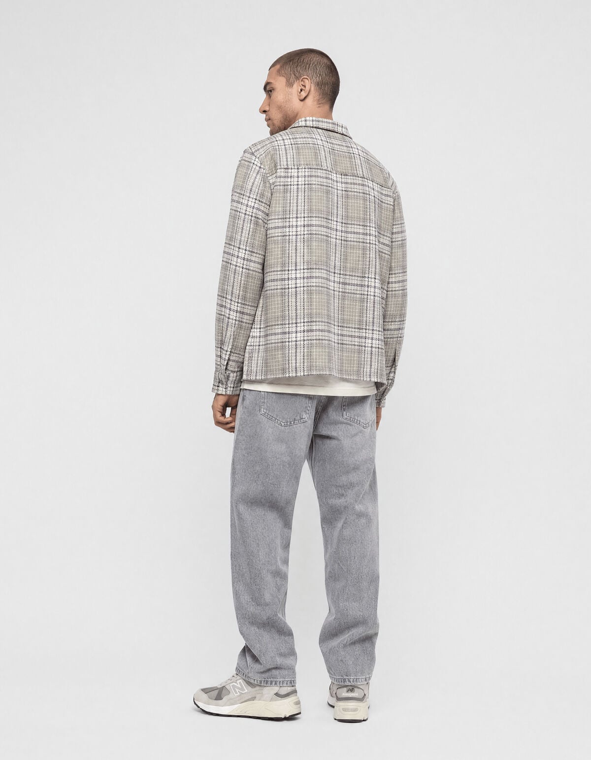 Relaxed Fit Check Overshirt Lichtgroen
