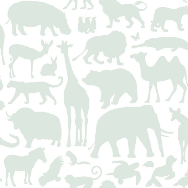 Estahome Dieren Behang - 0,53 x 10,05 m - Mintgroen