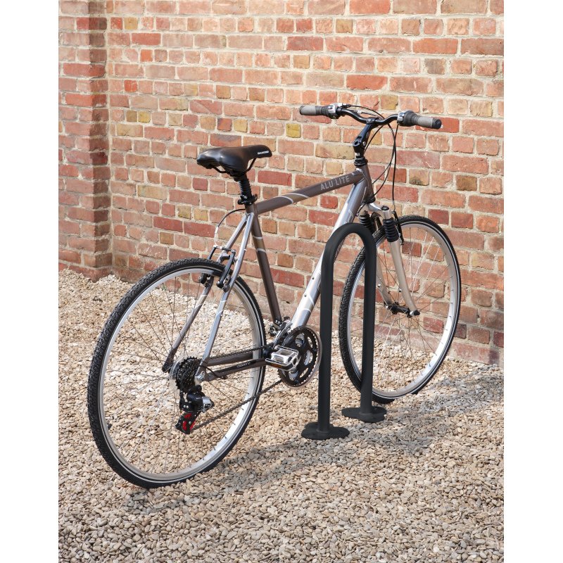 Lot de 2 ranges vélos platine pour 4 vélos Tube Ø 40 mm + peinture poudre époxy grise Platine Ø152mm, ép. 5mm et trous de fixation Ø9mm  MODELE ROND