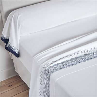 Linge de lit percale frises brodées - BECQUET CRÉATION