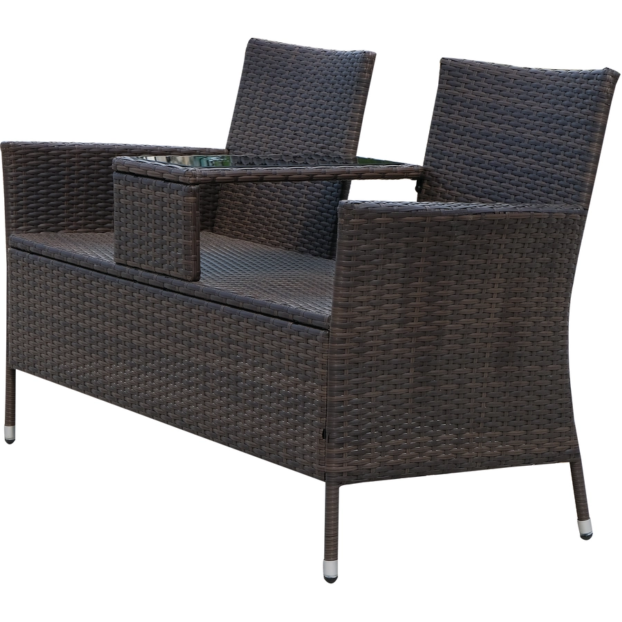 Outsunny Polyrattan Gartenbank braun