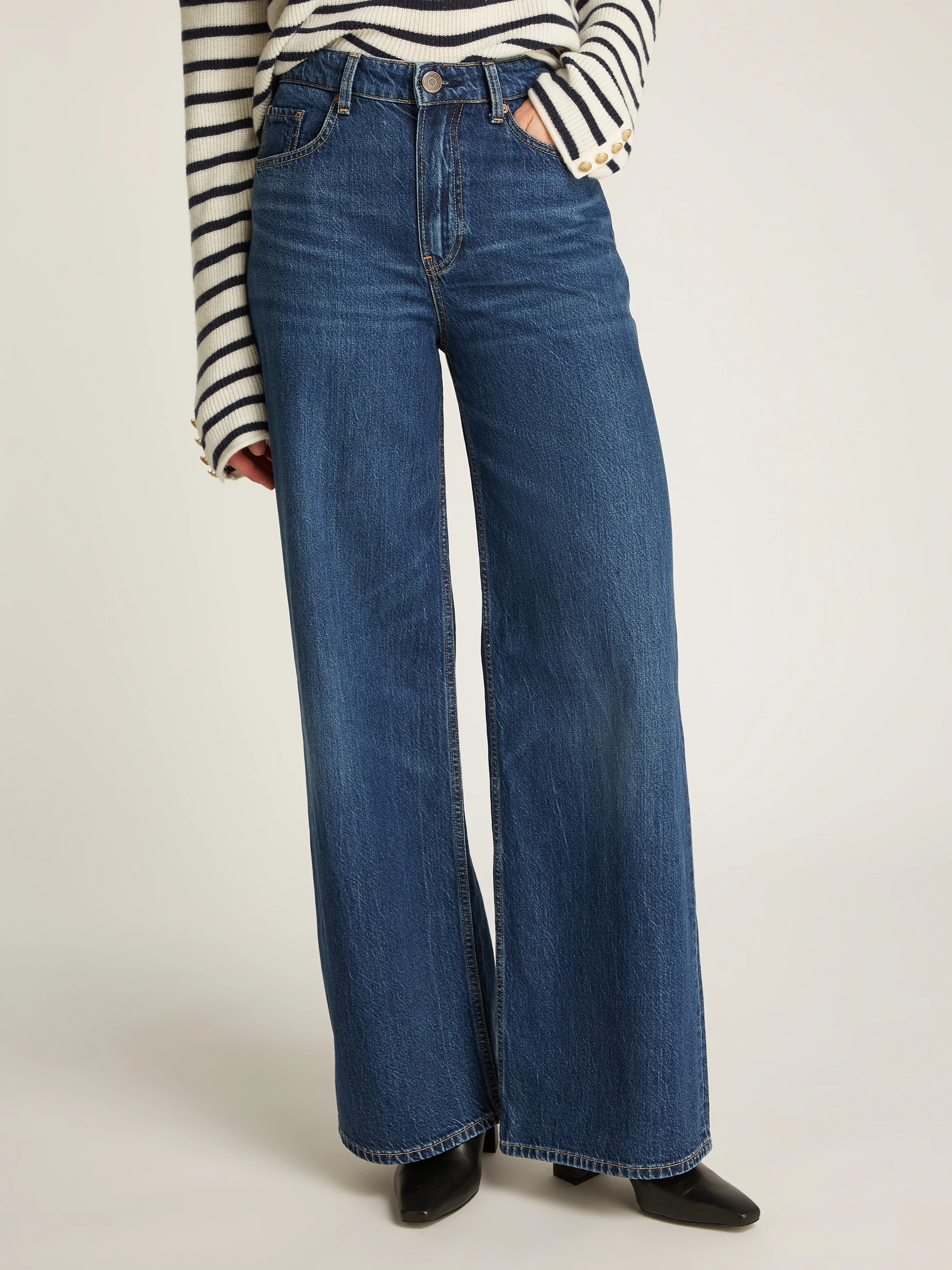 Jean large en coton mélangé | Bleu