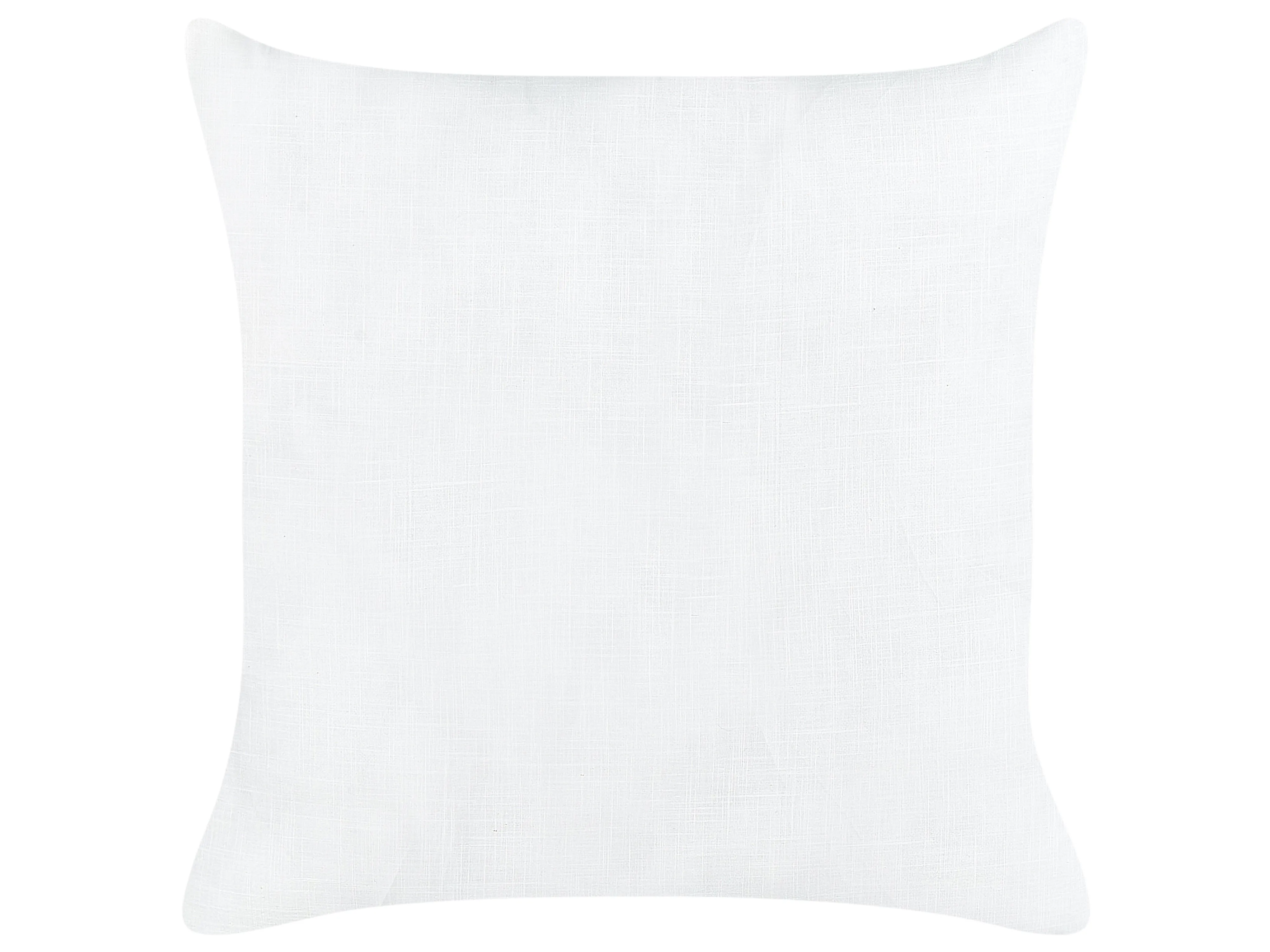Set van 2 sierkussens MINDALA Linnen 50 x 50 cm Gebroken wit tekst