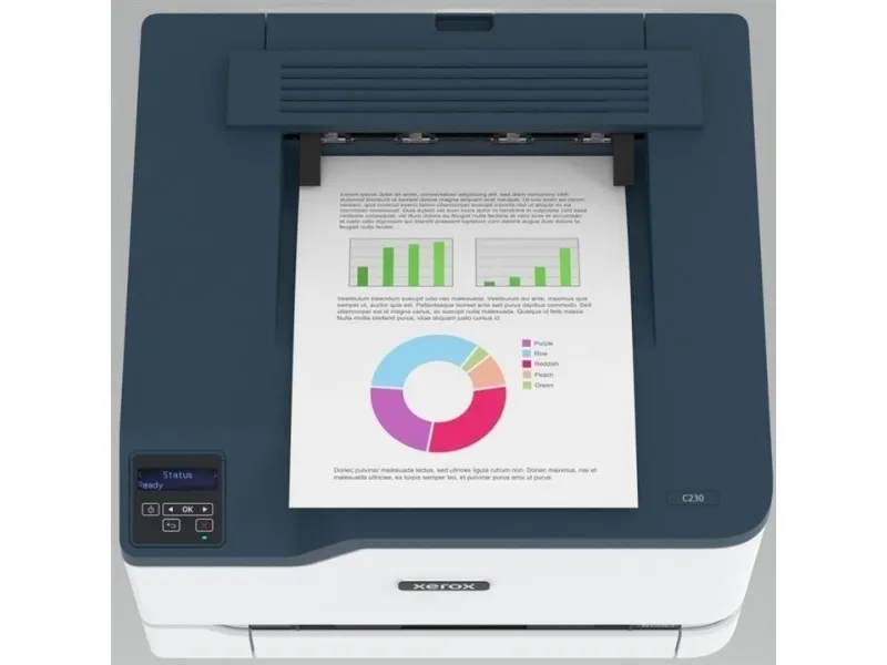 Xerox C230 - Printer - farve - laser - 216 x 340 mm - 600 x 600 dpi - op til 22 spm (mono) / op til 22 spm (farve) - kapacitet: 250 ark - USB 2.0, LAN, Wi-Fi(n), USB 2.0 vært - Green World Alliance returneringsprogram
