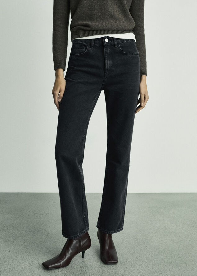 MANGO Matilda medium-rise straight-fit je Open grey