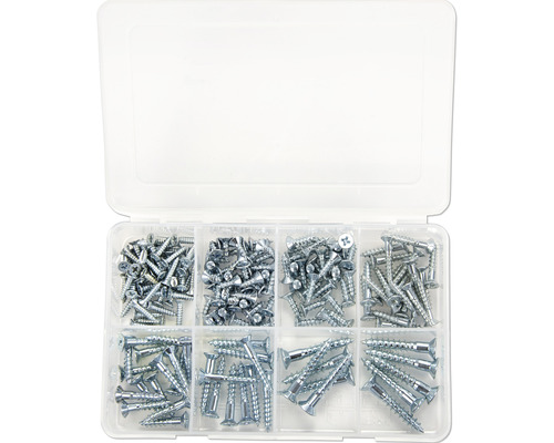 Assortiment houtschroeven, verzonken kop, 175 stuks